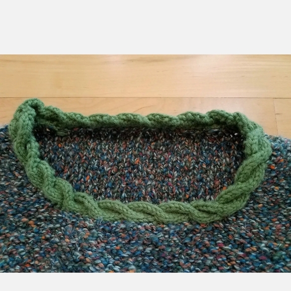 Vintage Hand Knit Sweater-Sage Green Two Tone-Sweater, Leggings & French Hat Set - Picture 11 of 14